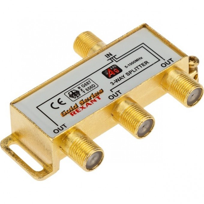 Делитель REXANT ТВ х 3 + 4 шт. F BOX 5-1000МГц GOLD 05-6102-1 Делитель REXANT ТВ х 3 + 4 шт. F BOX 5-1000МГц GOLD 05-6102-1