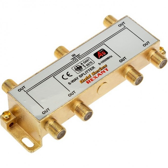 Делитель REXANT ТВх6 + 7шт. F BOX, 5-1000 МГц Gold 05-6104-1 Делитель REXANT ТВх6 + 7шт. F BOX, 5-1000 МГц Gold 05-6104-1