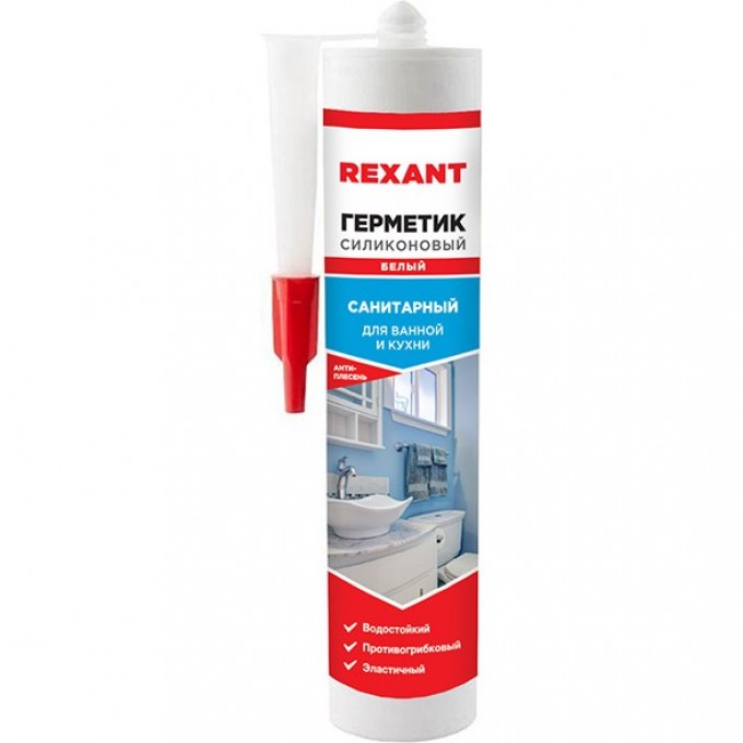 Герметик REXANT силиконовый санитарный, 280 мл, белый 89-0921 Герметик REXANT силиконовый санитарный, 280 мл, белый 89-0921