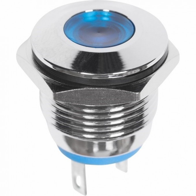 Индикатор металл REXANT LED 16 12В подсветка синяя 36-4811 Индикатор металл REXANT LED 16 12В подсветка синяя 36-4811