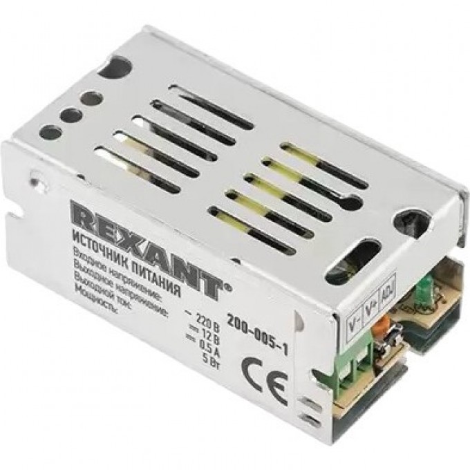 Источник питания REXANT 110-240 V AC/12 V DC 0,5 A 5 W с разъемами под винт, без влагозащиты (IP23) 200-005-1 Источник питания REXANT 110-240 V AC/12 V DC 0,5 A 5 W с разъемами под винт, без влагозащиты (IP23) 200-005-1