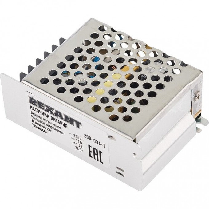 Источник питания REXANT 220 V AC/12 V DC 3 A 36 W с разъемами под винт, без влагозащиты (IP23) 200-036-1 Источник питания REXANT 220 V AC/12 V DC 3 A 36 W с разъемами под винт, без влагозащиты (IP23) 200-036-1