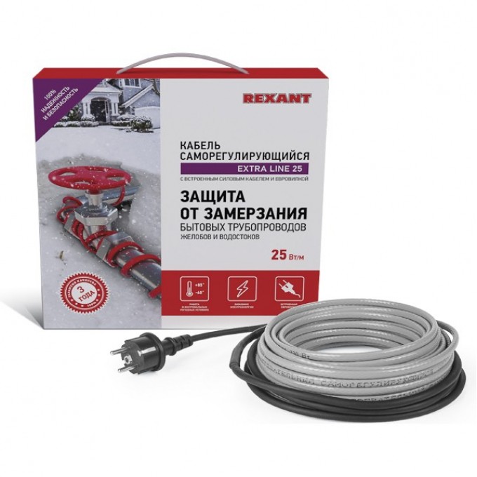 Кабель REXANT EXTRA LINE 25MSR-PB 4 м/100 Вт греющий саморегулирующийся 51-0639 Кабель REXANT EXTRA LINE 25MSR-PB 4 м/100 Вт греющий саморегулирующийся 51-0639