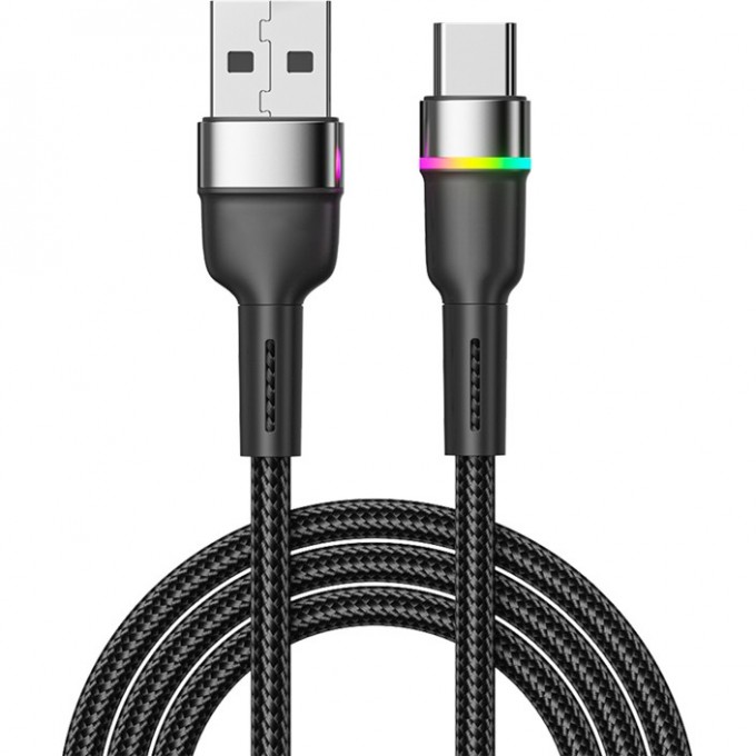Кабель REXANT USB-A – Type-C, 3А, 18Вт, 1м, в черной нейлоновой оплетке, с LED подсветкой 18-7065 Кабель REXANT USB-A – Type-C, 3А, 18Вт, 1м, в черной нейлоновой оплетке, с LED подсветкой 18-7065