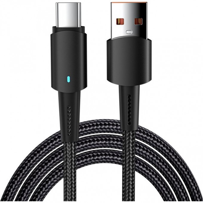 Кабель REXANT USB-A – Type-C, 6А, 66Вт, 1м, в черной нейлоновой оплетке, со световой индикацией 18-7064 Кабель REXANT USB-A – Type-C, 6А, 66Вт, 1м, в черной нейлоновой оплетке, со световой индикацией 18-7064