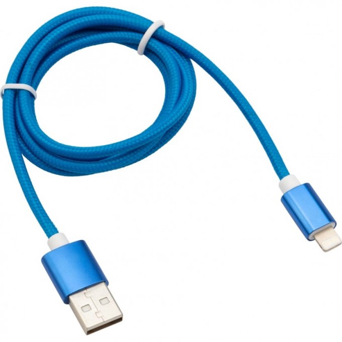 Кабель REXANT USB-Lightning 1 м синяя нейлоновая оплетка 18-7052 Кабель REXANT USB-Lightning 1 м синяя нейлоновая оплетка 18-7052
