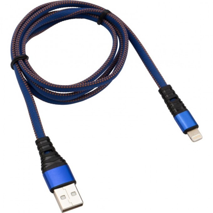 Кабель REXANT USB-Lightning 2.4 A синяя нейлоновая оплетка 18-7053 Кабель REXANT USB-Lightning 2.4 A синяя нейлоновая оплетка 18-7053