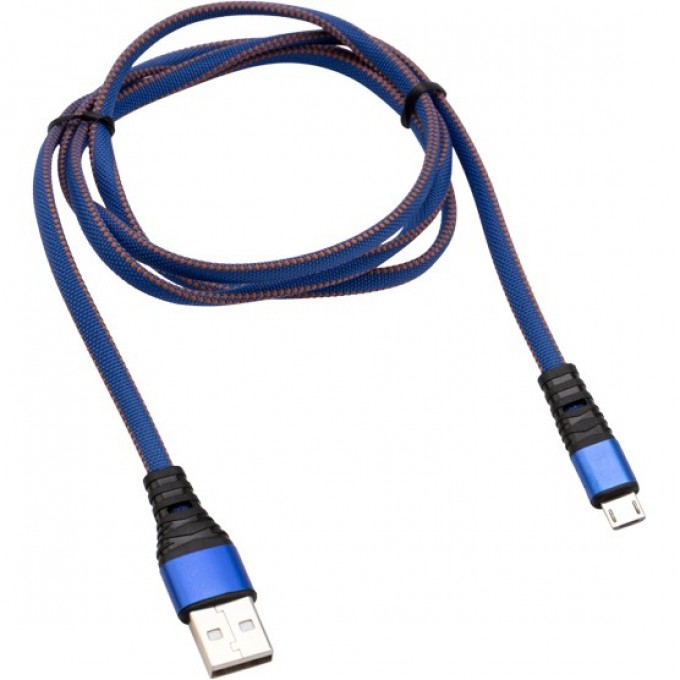 Кабель REXANT USB-microUSB плоский синяя джинсовая оплетка 18-1163 Кабель REXANT USB-microUSB плоский синяя джинсовая оплетка 18-1163