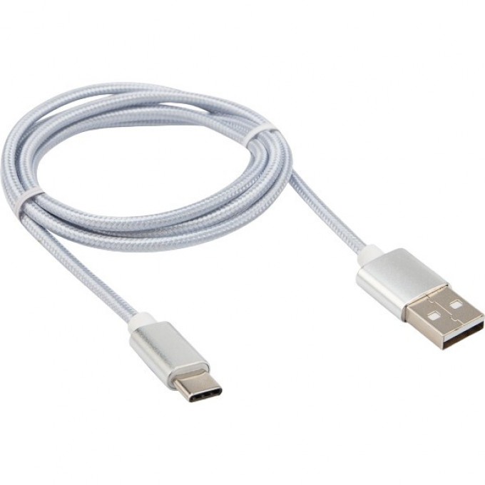 Кабель REXANT USB-Type-C 2,4A, длина 1 м, серебристый 18-1884 Кабель REXANT USB-Type-C 2,4A, длина 1 м, серебристый 18-1884