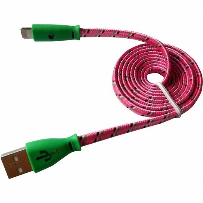 Кабель USB-Lightning REXANT для iPhone розовый светящиеся разъемы 18-4258 Кабель USB-Lightning REXANT для iPhone розовый светящиеся разъемы 18-4258