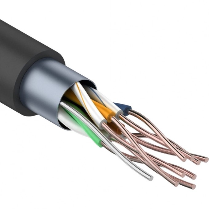 Кабель витая пара REXANT F/UTP, CAT 5e, PE, 4PR, 24AWG, OUTDOOR, SOLID, черный, 305 м (барабан) 01-0146 Кабель витая пара REXANT F/UTP, CAT 5e, PE, 4PR, 24AWG, OUTDOOR, SOLID, черный, 305 м (барабан) 01-0146