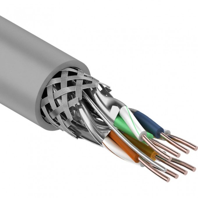 Кабель витая пара REXANT S/FTP, CAT 7, PVC, 4PR, 23AWG, INDOOR, SOLID, серый, 305 м 01-0542 Кабель витая пара REXANT S/FTP, CAT 7, PVC, 4PR, 23AWG, INDOOR, SOLID, серый, 305 м 01-0542