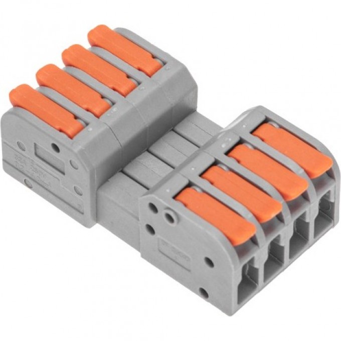 Клемма REXANT СМК 222-424R проходная разъемная, 4 полюса, серая 0,2-2,5/4мм² (20 шт/уп) 07-5264 Клемма REXANT СМК 222-424R проходная разъемная, 4 полюса, серая 0,2-2,5/4мм² (20 шт/уп) 07-5264