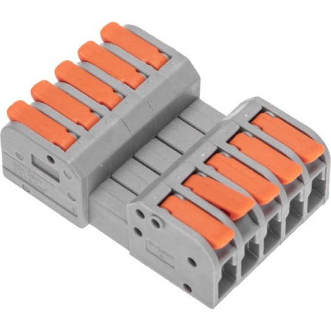 Клемма REXANT СМК 222-425R проходная разъемная, 5 полюсов, серая 0,2-2,5/4мм² (20 шт/уп) 07-5265 Клемма REXANT СМК 222-425R проходная разъемная, 5 полюсов, серая 0,2-2,5/4мм² (20 шт/уп) 07-5265