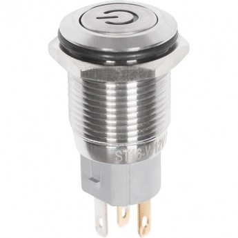 Кнопка антивандальная REXANT POWER 16 12В б/фикс плоская подсветка белая Кнопка антивандальная REXANT POWER 16 12В б/фикс плоская подсветка белая