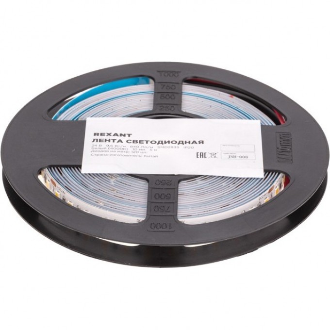 Лента светодиодная REXANT 24В, SMD2835, 9,6Вт/м, 120 LED/м, 4000K, 10мм, 5м, IP20 141-638 Лента светодиодная REXANT 24В, SMD2835, 9,6Вт/м, 120 LED/м, 4000K, 10мм, 5м, IP20 141-638