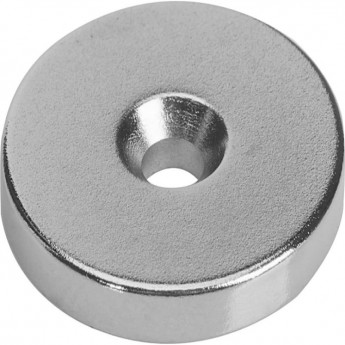Неодимовый магнитный диск REXANT 30х5 мм с зенковкой 10х5.5 мм Неодимовый магнитный диск REXANT 30х5 мм с зенковкой 10х5.5 мм