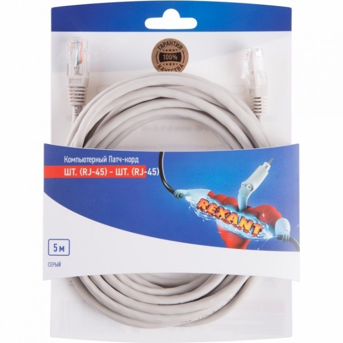 Патч-корд REXANT U/UTP RJ45-RJ45 PVC 5 м 06-3204 Патч-корд REXANT U/UTP RJ45-RJ45 PVC 5 м 06-3204