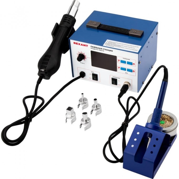 Паяльная станция REXANT R887D (паяльник + фен), цифровая, 100-480°C, LED дисплей 12-0727 Паяльная станция REXANT R887D (паяльник + фен), цифровая, 100-480°C, LED дисплей 12-0727