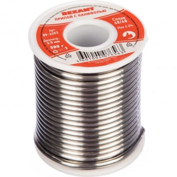 Припой с канифолью REXANT, 500 г, Ø3.0 мм, (олово 60%, свинец 40%), катушка Припой с канифолью REXANT, 500 г, Ø3.0 мм, (олово 60%, свинец 40%), катушка