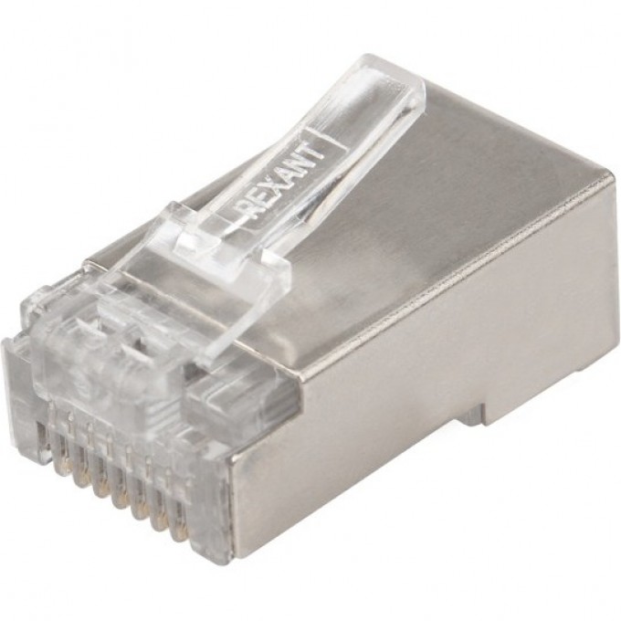 Разъем сетевой LAN REXANT на кабель, штекер 8Р8С (Rj-45), под обжим, в экране, (10шт) 06-0082-A10 Разъем сетевой LAN REXANT на кабель, штекер 8Р8С (Rj-45), под обжим, в экране, (10шт) 06-0082-A10