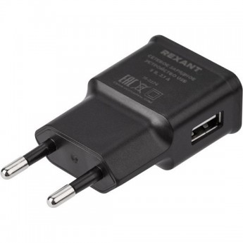 Сетевое зарядное устройство REXANT USB, 5V, 2.1 A, черное Сетевое зарядное устройство REXANT USB, 5V, 2.1 A, черное