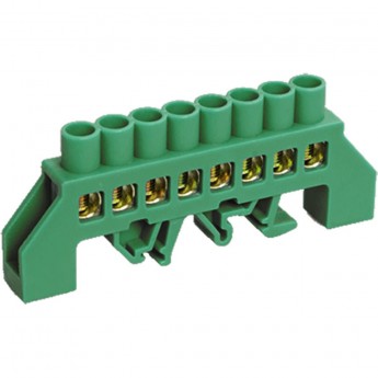 Шина REXANT PE «земля» в комбинированном зеленом изоляторе на DIN-рейку 6x9 мм 8 групп Шина REXANT PE «земля» в комбинированном зеленом изоляторе на DIN-рейку 6x9 мм 8 групп