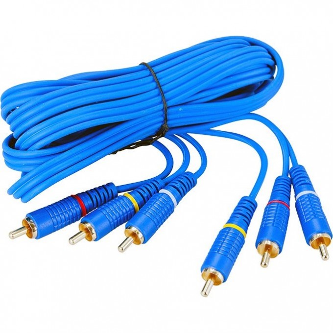 Шнур REXANT 3 RCA - 3 RCA, 3м, синий (GOLD) 17-0204-1 Шнур REXANT 3 RCA - 3 RCA, 3м, синий (GOLD) 17-0204-1