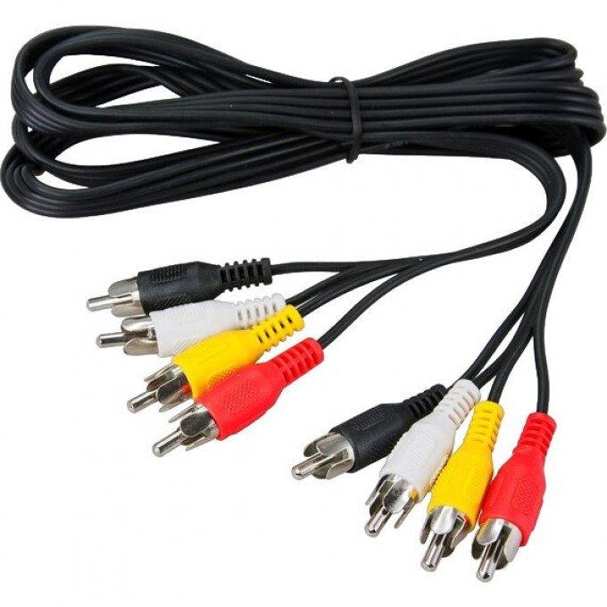 Шнур REXANT 4 RCA - 4 RCA, 1,5м, черный 17-0302 Шнур REXANT 4 RCA - 4 RCA, 1,5м, черный 17-0302