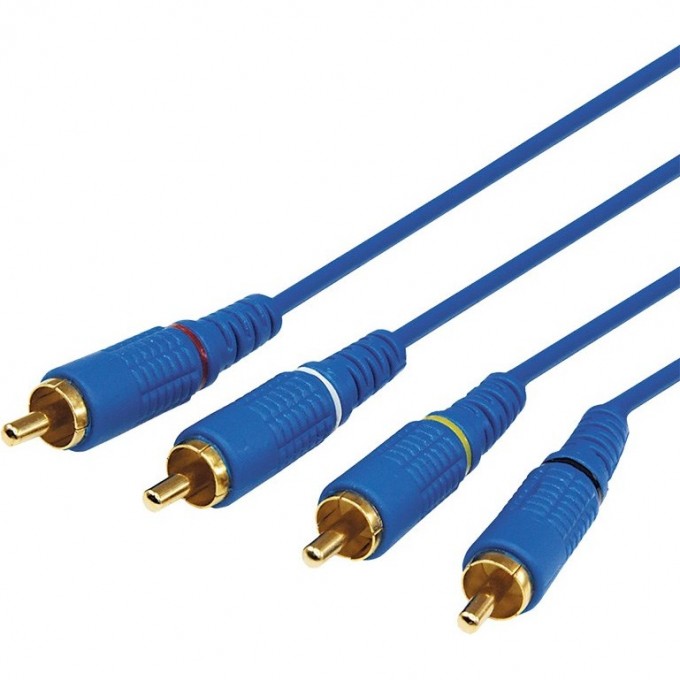 Шнур REXANT 4 RCA - 4 RCA 3 м синий gold 17-0304-1 Шнур REXANT 4 RCA - 4 RCA 3 м синий gold 17-0304-1