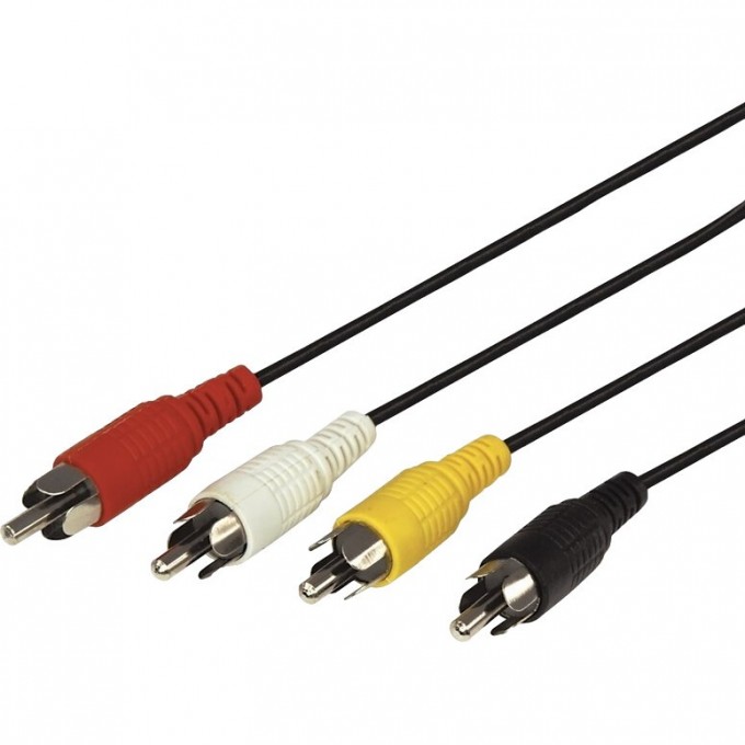 Шнур REXANT 4 RCA - 4 RCA, 3м, черный 17-0304 Шнур REXANT 4 RCA - 4 RCA, 3м, черный 17-0304
