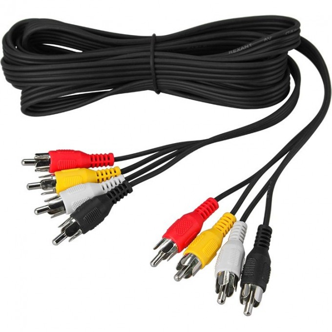 Шнур REXANT 4 RCA - 4 RCA, 5м черный 17-0305 Шнур REXANT 4 RCA - 4 RCA, 5м черный 17-0305