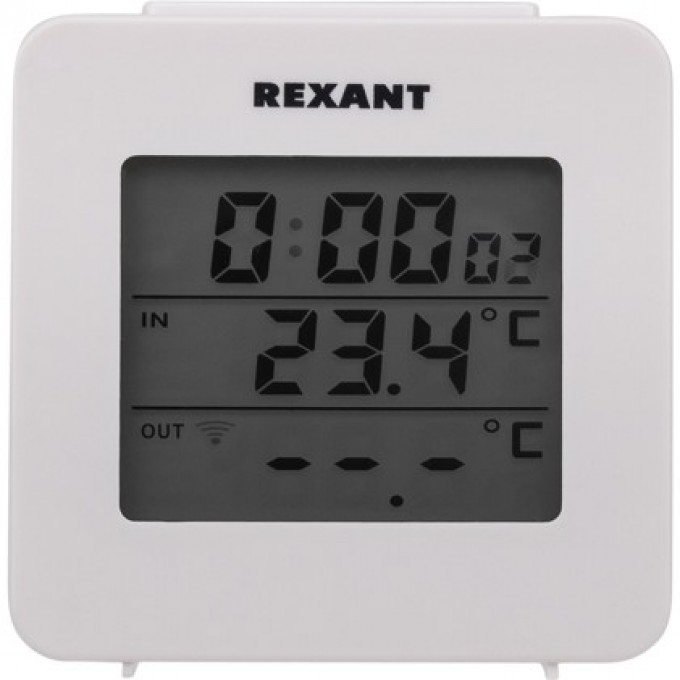 Термометр REXANT электронный с часами и беспроводным выносным датчиком 70-0592 Термометр REXANT электронный с часами и беспроводным выносным датчиком 70-0592