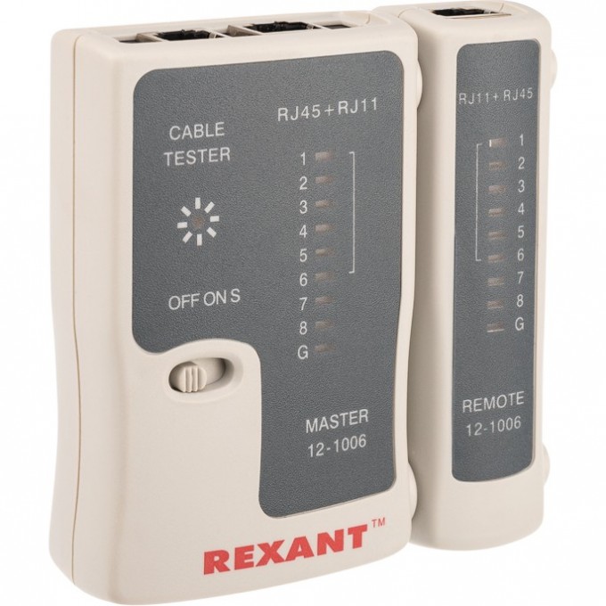 Тестер кабеля REXANT RJ-45+RJ-11 468 12-1006 Тестер кабеля REXANT RJ-45+RJ-11 468 12-1006