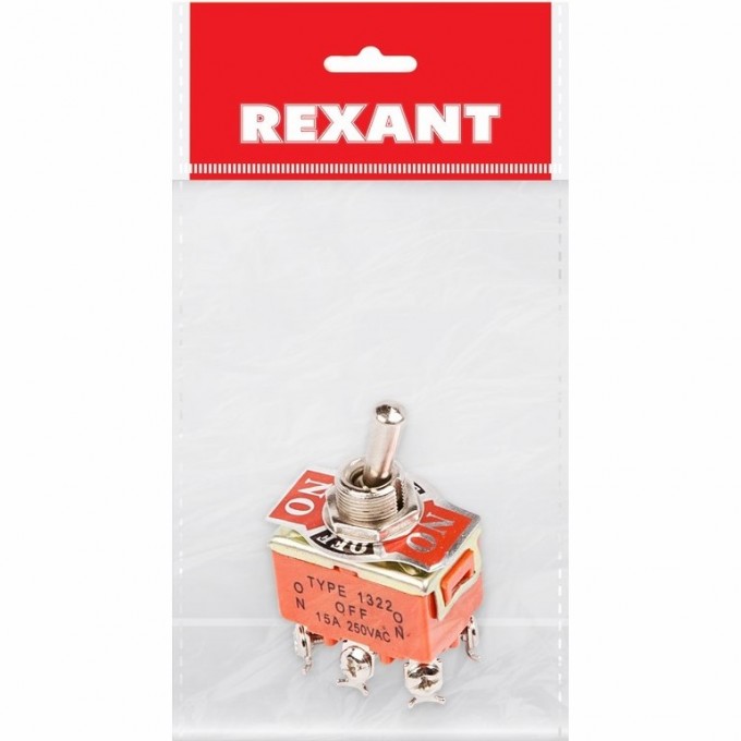 Тумблер REXANT KN-203 250V 15А двухполюсный 36-4132-1 Тумблер REXANT KN-203 250V 15А двухполюсный 36-4132-1