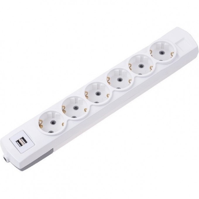 Удлинитель REXANT PREMIUM 6 гнезд, 1,5м, 3х1,5мм², с/з, 2 USB, белый 13-4121 Удлинитель REXANT PREMIUM 6 гнезд, 1,5м, 3х1,5мм², с/з, 2 USB, белый 13-4121
