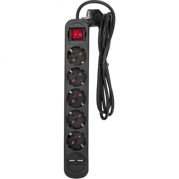 Удлинитель REXANT STANDARD 5 гнезд, 1,5м, 3х1,0мм², с/з, с выключателем, 2 USB, черный 13-4040 Удлинитель REXANT STANDARD 5 гнезд, 1,5м, 3х1,0мм², с/з, с выключателем, 2 USB, черный 13-4040