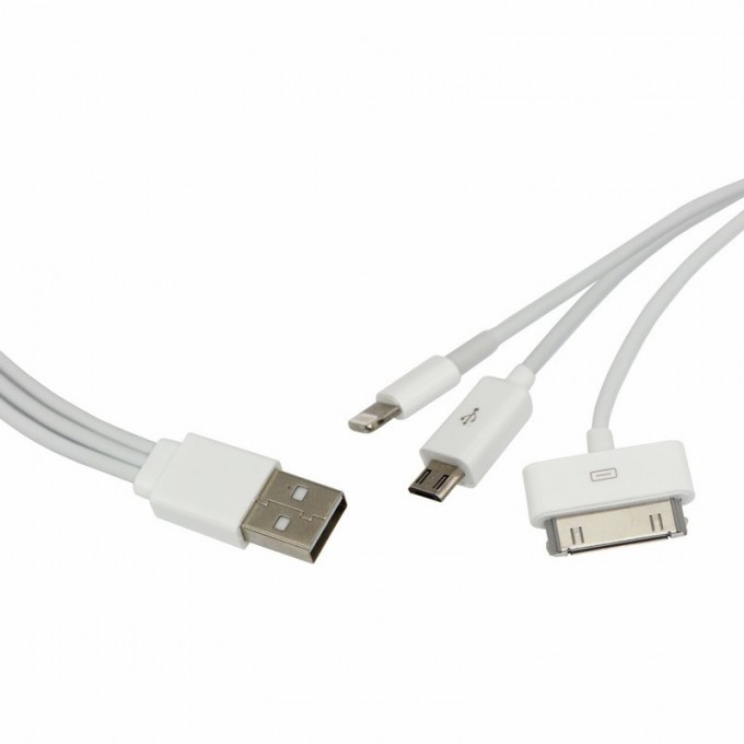 USB кабель 3 в 1 REXANT для iPhone 5/iPhone 4/microUSB белый 18-1126 USB кабель 3 в 1 REXANT для iPhone 5/iPhone 4/microUSB белый 18-1126