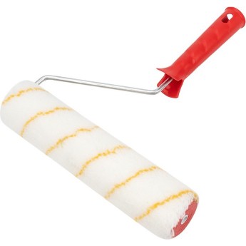 Валик REXANT, ворс 11 мм, ширина ролика 240 мм, Ø 42 мм, бюгель 6 мм, полиамид белый с желтой полосой Валик REXANT, ворс 11 мм, ширина ролика 240 мм, Ø 42 мм, бюгель 6 мм, полиамид белый с желтой полосой