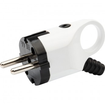 Вилка REXANT ЕВРО угловая с заземлением 16А с ушком (кольцом) бело-черная Вилка REXANT ЕВРО угловая с заземлением 16А с ушком (кольцом) бело-черная