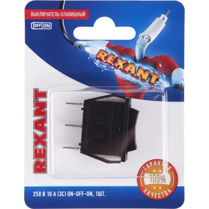 Выключатель клавишный REXANT 10А черный с нейтралью 06-0302-A Выключатель клавишный REXANT 10А черный с нейтралью 06-0302-A