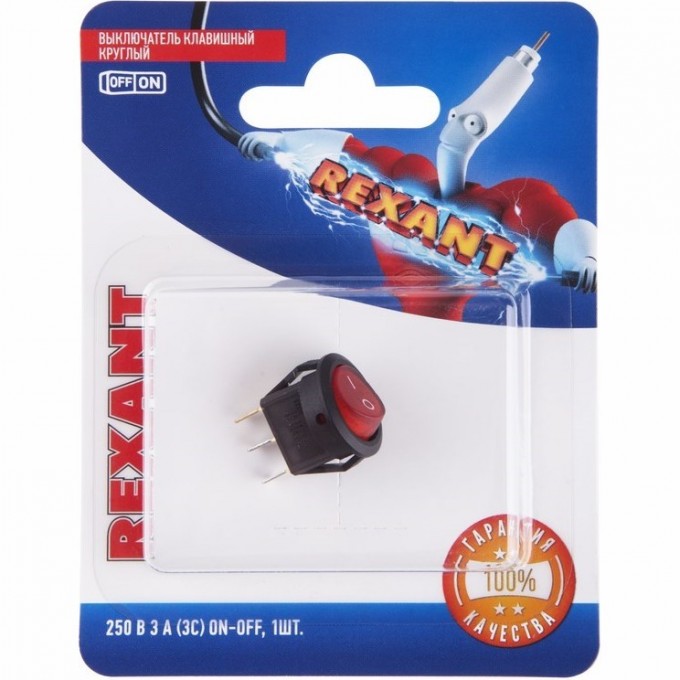 Выключатель клавишный REXANT MICRO RWB-106 3А круглый красный с подсветкой, в упаковке 1шт. 06-0310-A Выключатель клавишный REXANT MICRO RWB-106 3А круглый красный с подсветкой, в упаковке 1шт. 06-0310-A